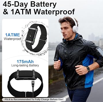 Smart Bracelet Fitness Trackers for Men Women, Smart Watch 24/7 Heart Rate Sleep Stress HRV Monitor, 170+ Sports Modes, 2 Bands, Free APP