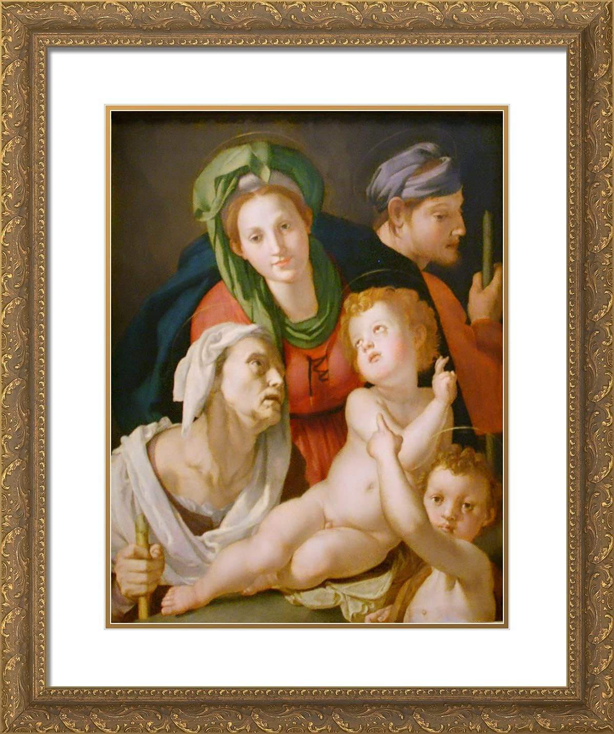 ArtDirect Bronzino, Agnolo 20x24 Gold Ornate Framed Art Print with Double Matting Titled: Holy Family