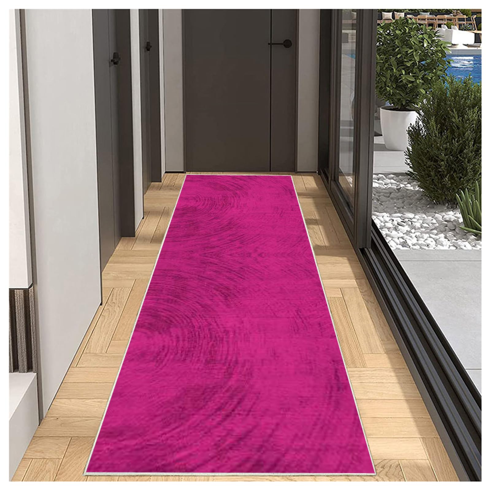 BORKOY Solid Color Long Carpet Runner 120x160cm, Non Skid Hallway Runner Rug Washable Entrance Mat Indoor, Pink Anti Slip Area Rug for Narrow Hall Kitchen Living Room Bathroom Entryway Stair Floor‌ — image 1