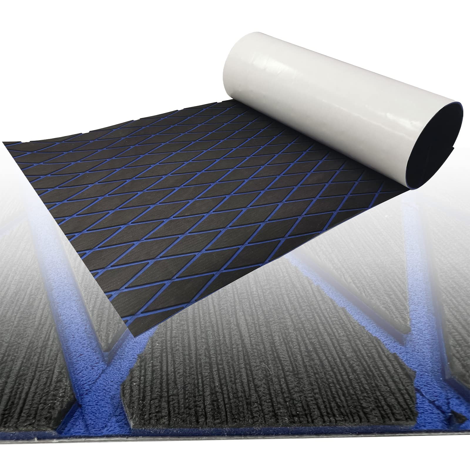 Boat Flooring Mat EVA Foam Boat Decking Marine Carpet Faux Teak Sea Decking Sheet Non-Slip Self-Adhesive Flooring Material for Pontoon Yacht Surfboard Swim Platform RV Floor 74.8"×27.5"