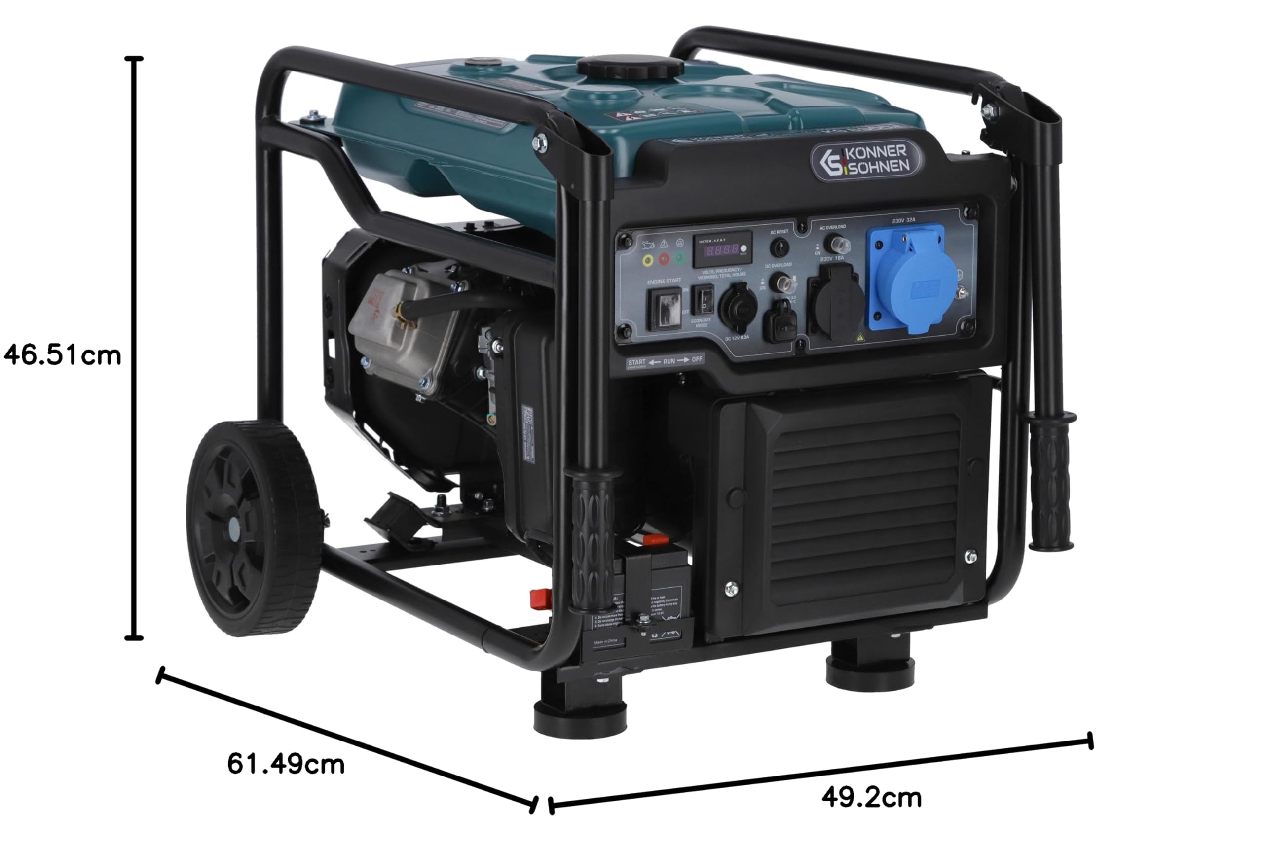 K&S Könner&Söhnen KS 6500iE generator inwertorowy 6500 W, z rozruchem elektrycznym, trybem ekologicznym, wyświetlaczem LED | agregat prądu awaryjnego do wrażliwych urządzeń do domu, na budowę