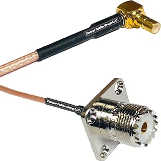 1 feet RG316 SMB Male Angle to UHF Female Flange RF Pigtail Coaxial Cable