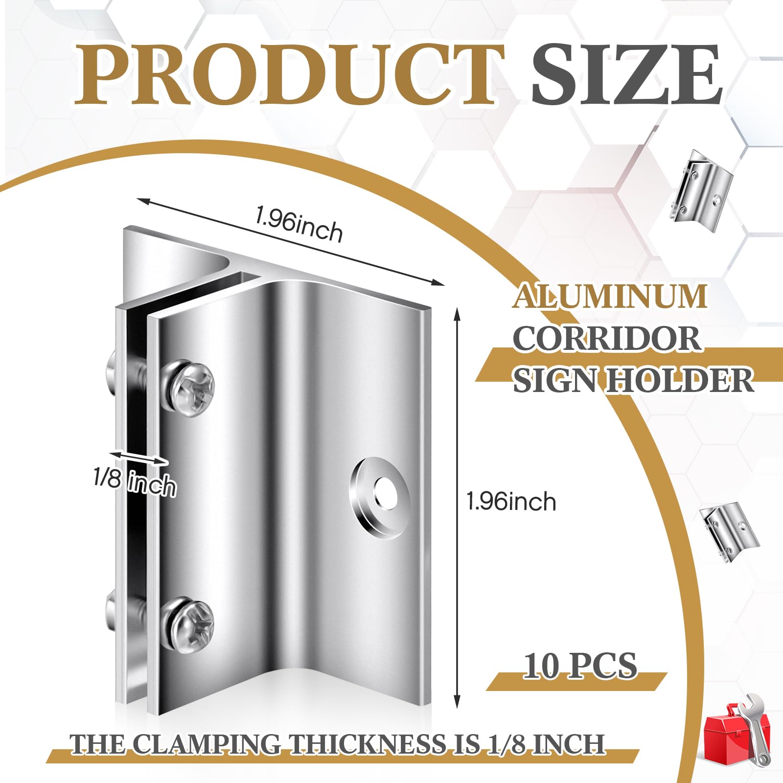 Zonon 10 Pack Aluminum Corridor Sign Holder, 1/8" Substrate, Sign Mount Bracket Design For Restroom, Conference Room Classic Signs