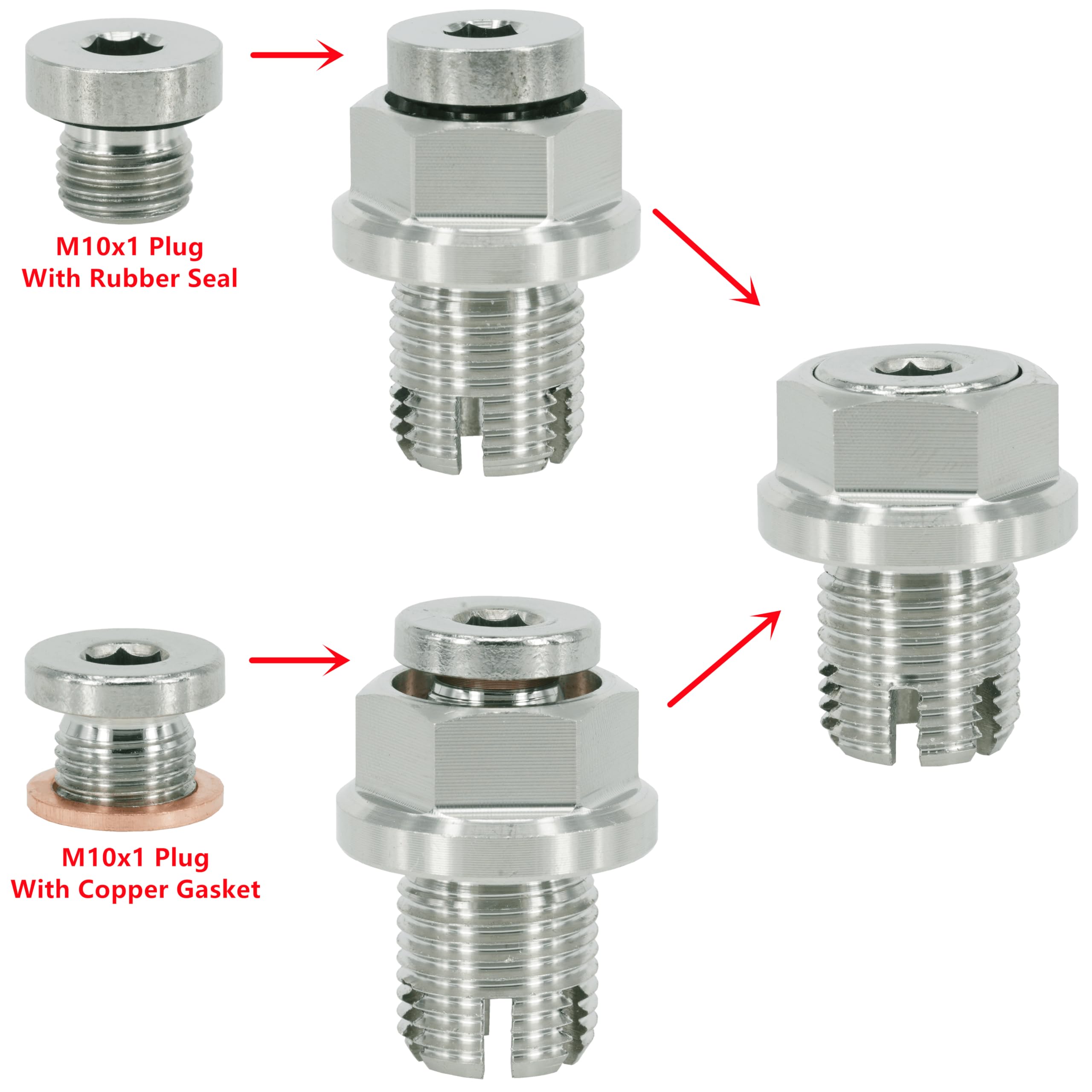 M14.1-1.25 x 15mm Oversize Piggyback korek spustowy oleju, stal nierdzewna samogwintujący zestaw naprawczy miski olejowej