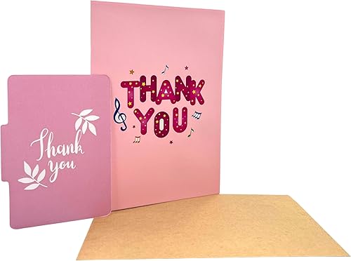 Miniatura 5 de Tarjeta de felicitación desplegable 3D de agradecimiento, tamaño de 5 x 7 pulgadas, incluye una tarjeta de notas y sobre a juego