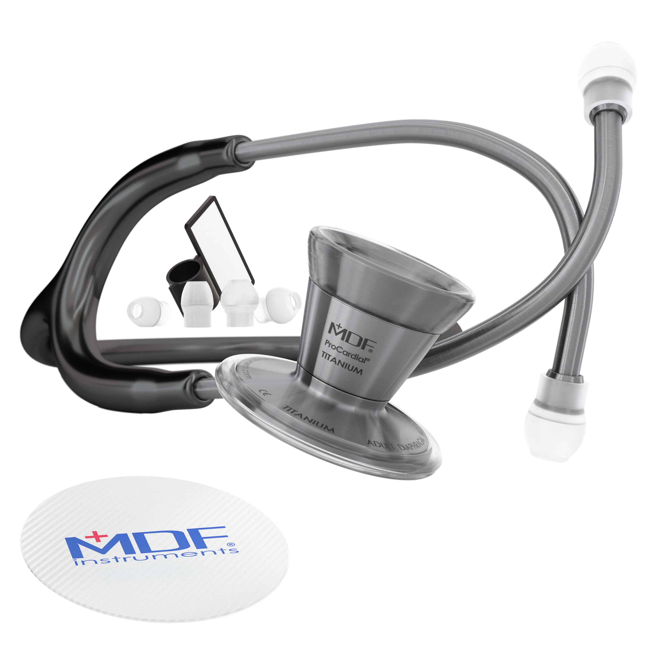 MDF Instruments ProCardial Kardiologie-Stethoskop, Leichtgewicht Titan, Erwachsene, Doppelkopf, schwarz | Metalika MDF797TMT11