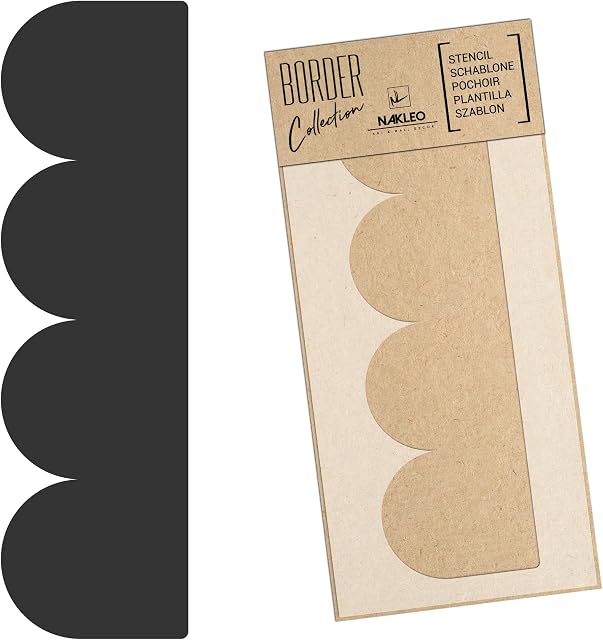 NAKLEO Border Reusable Plastic Wall Stencil - 21x45cm / 8 x 17 - Frill Semicircle Ruffle 10 - Pattern Painting Stripe DIY Art Craft Template - Fabric Furniture Wood