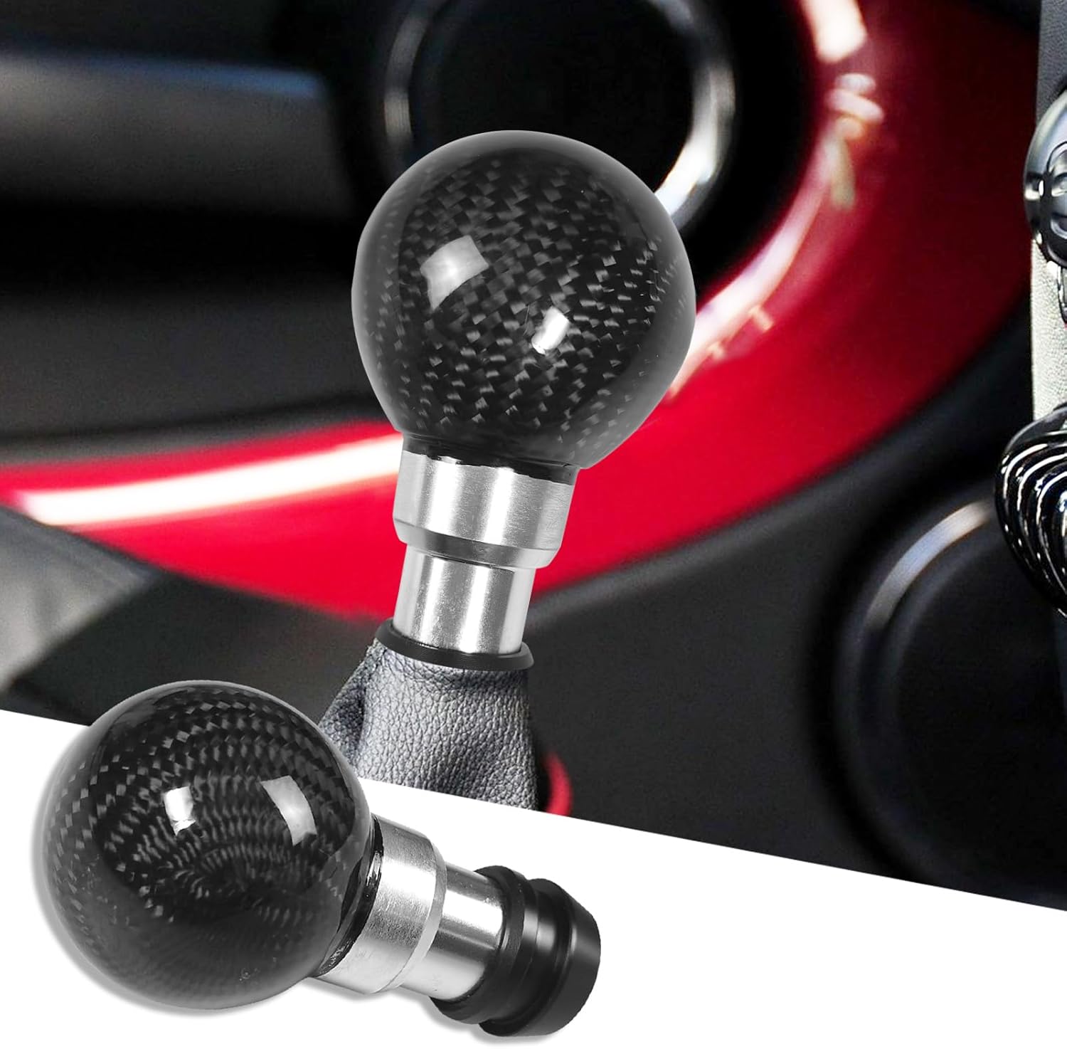 Compatible with Carbon Fiber Gear Shift Knob Head Cover Automotive Shift Lever Modified Decoration for BMW Mini F56 F57 R56 (Black)