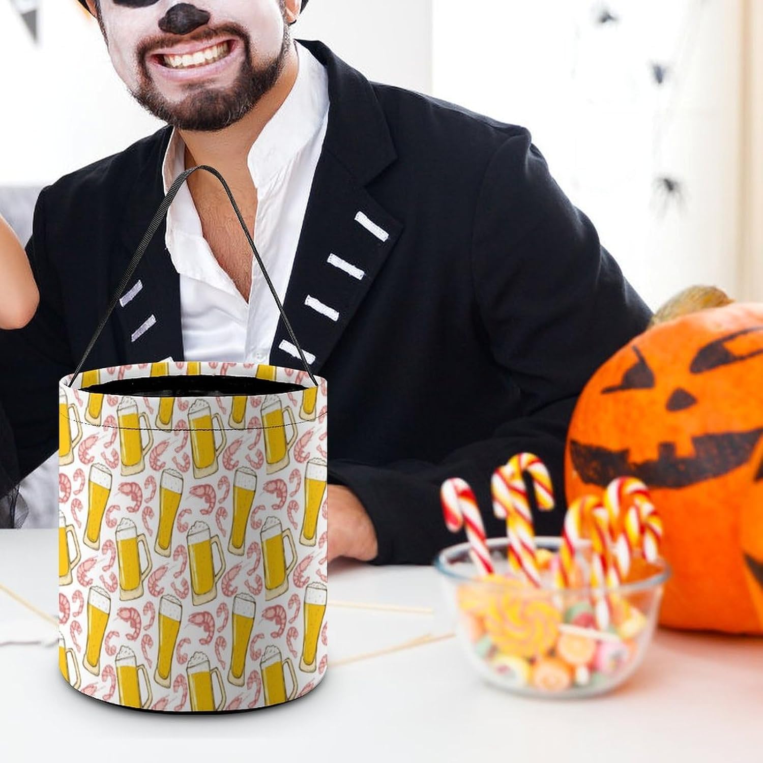 Shrimps Beer And Crawfish Halloween Treat Bag Reusable Candy Basket Tote Goody Bags Gift Party