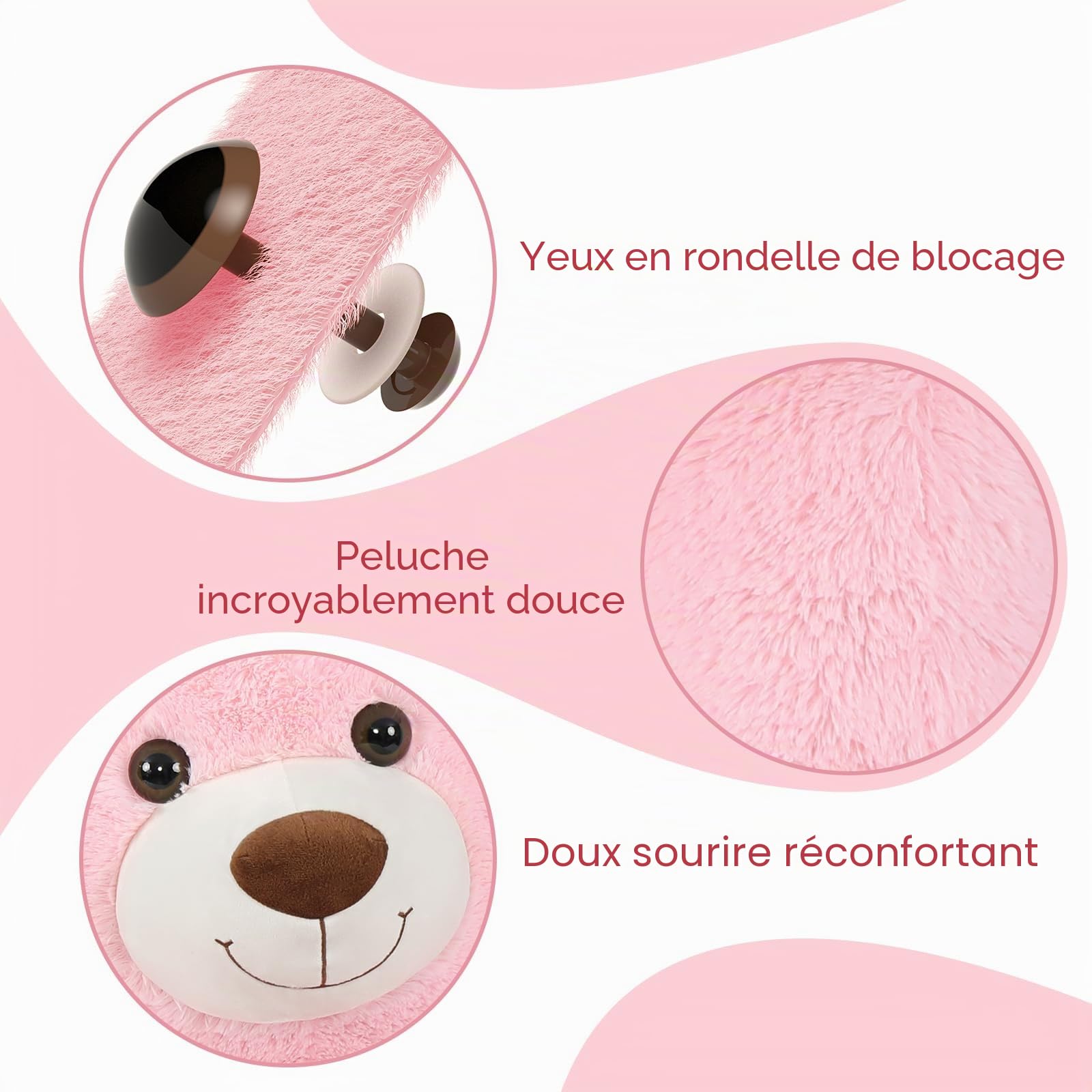 MorisMos XXL 130cm Ours en Peluche Geant, Rose Nounours Géante Mom avec Petit Bébé, Mignonne Douce Grosse Peluche, Grand Teddy Bear Cadeau pour Enfants Anniversaire Noël Deco