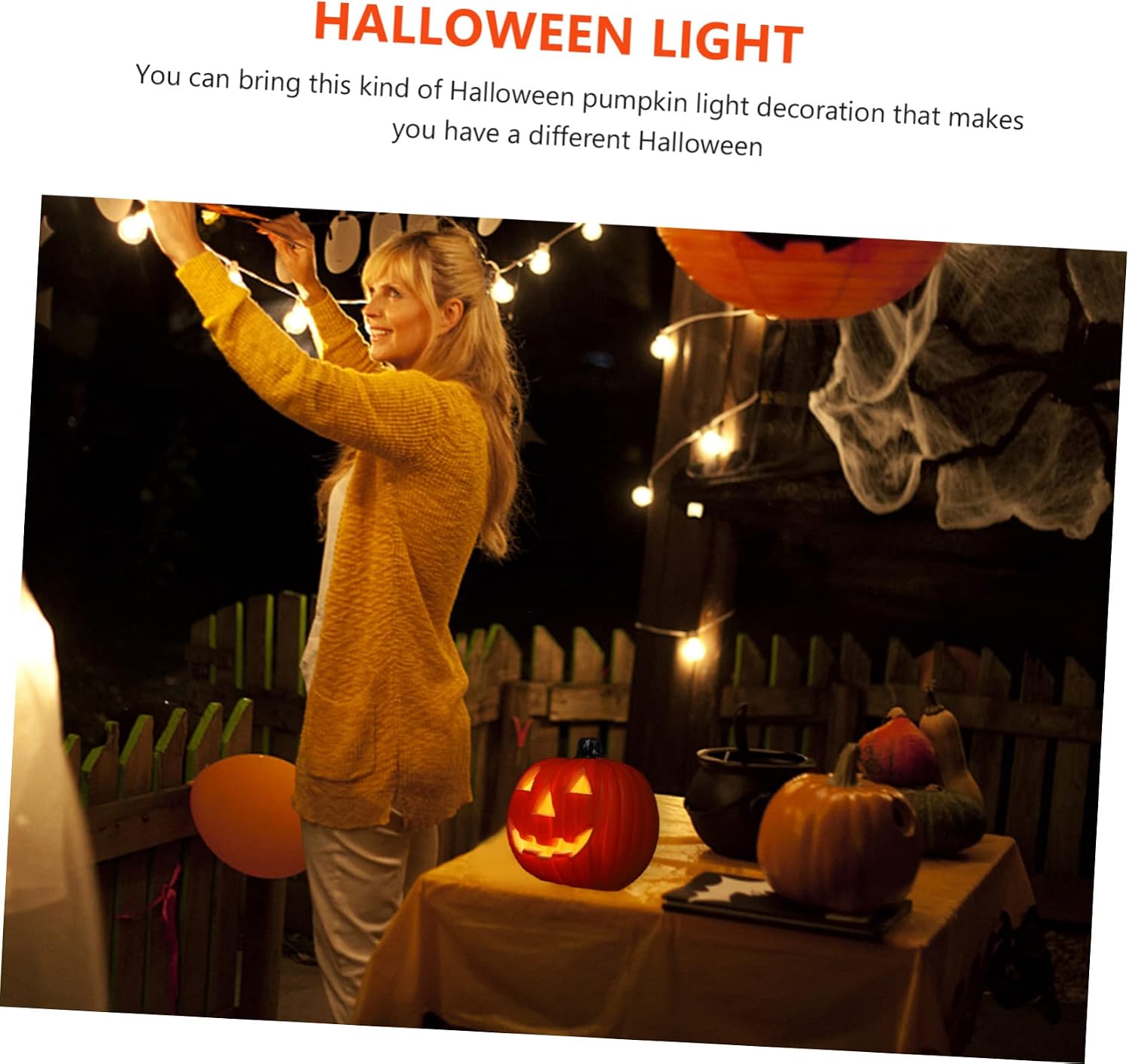 Halloween Pumpkin Lantern String Lights Outdoor Halloween Decorations LED Fairy Lights Party Garden Patio Decor