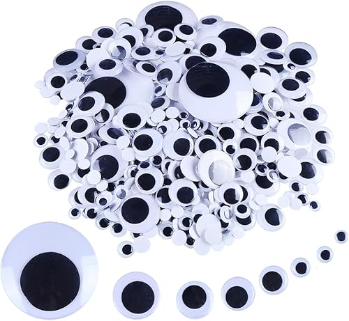 CCINEE Wiggle Eyes, 600 piezas de varios tamaños Googly ojos blancos y negros con autoadhesivo para manualidades y costura