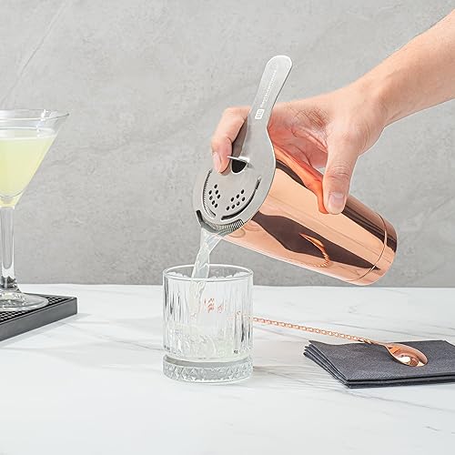 Miniatura 5 de Restaurantware Bar Lux Boston Shaker de 24 onzas, 1 coctelera chapada en cobre, parte inferior con peso sin fugas, mezclador de bebidas Martini de