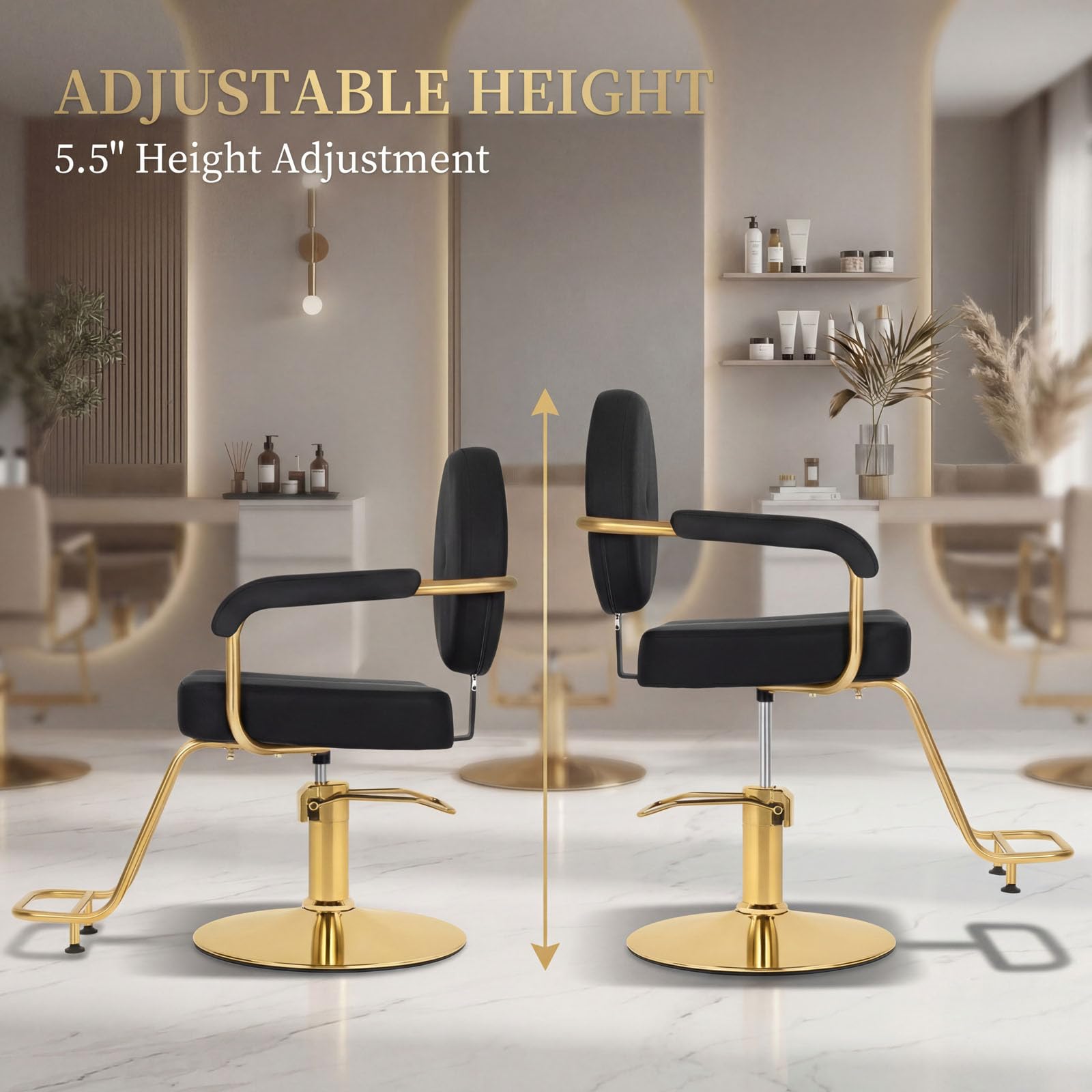 Black & Gold Salon Chair - Artist Hand Styling Chair -6 Black & Gold Salon Chair - Artist Hand Styling Chair -6