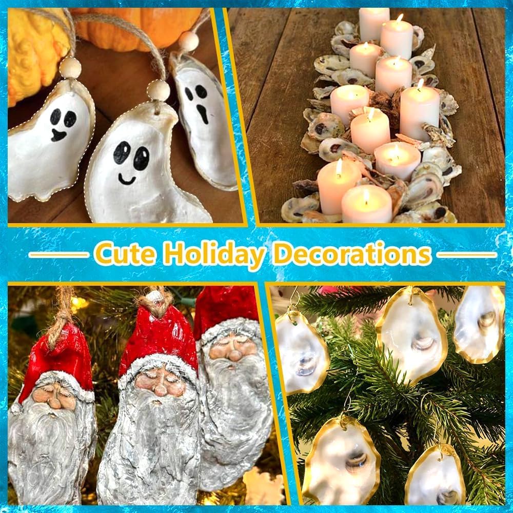 4"-5" Large Oyster Shells for Crafts -15PCS Real Natural Oyster Shells Bulk for Easter Egg Fillers Christmas, Vase Filler, Home Decor, DIY, Candle Making, Sea Shells for Crafting, Wedding Invitation