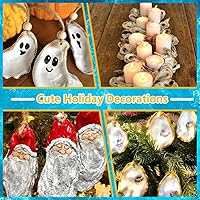 Vista 2 de Conchas de ostras grandes de 4 a 5 pulgadas para manualidades, 15 conchas de ostras naturales reales a granel para rellenos de huevos de Pascua