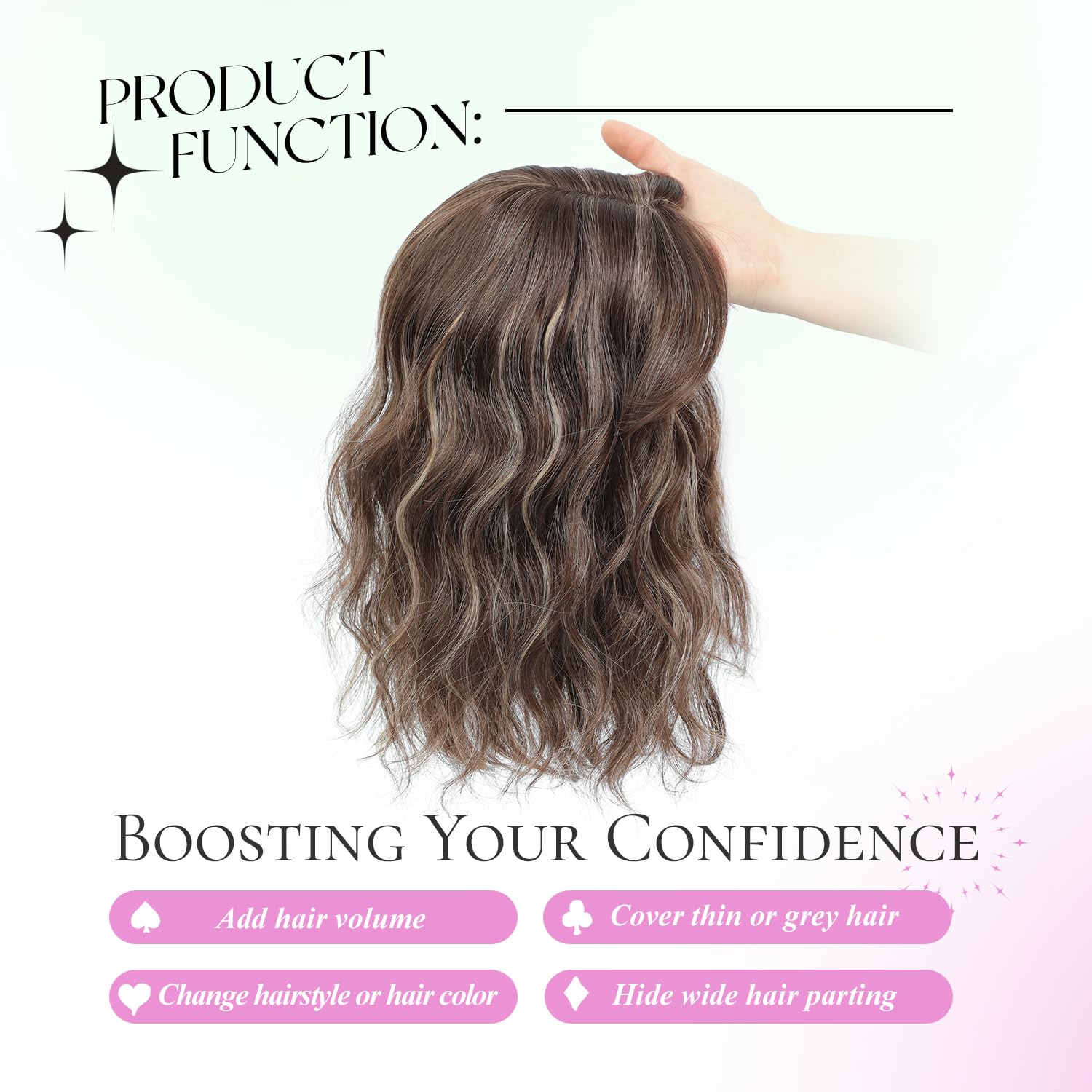 11-Inch Short Wavy Hair Topper for Thinning Hair, Lightweight & Breathable Ms Taj 11 Inch Short Wavy Hair Topper for Women with  main image 4