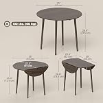 Table à manger pliante HOMCOM, table ronde à rabat pour petits espaces, table pliante avec pieds en bois pour cuisine, salle à manger, brune