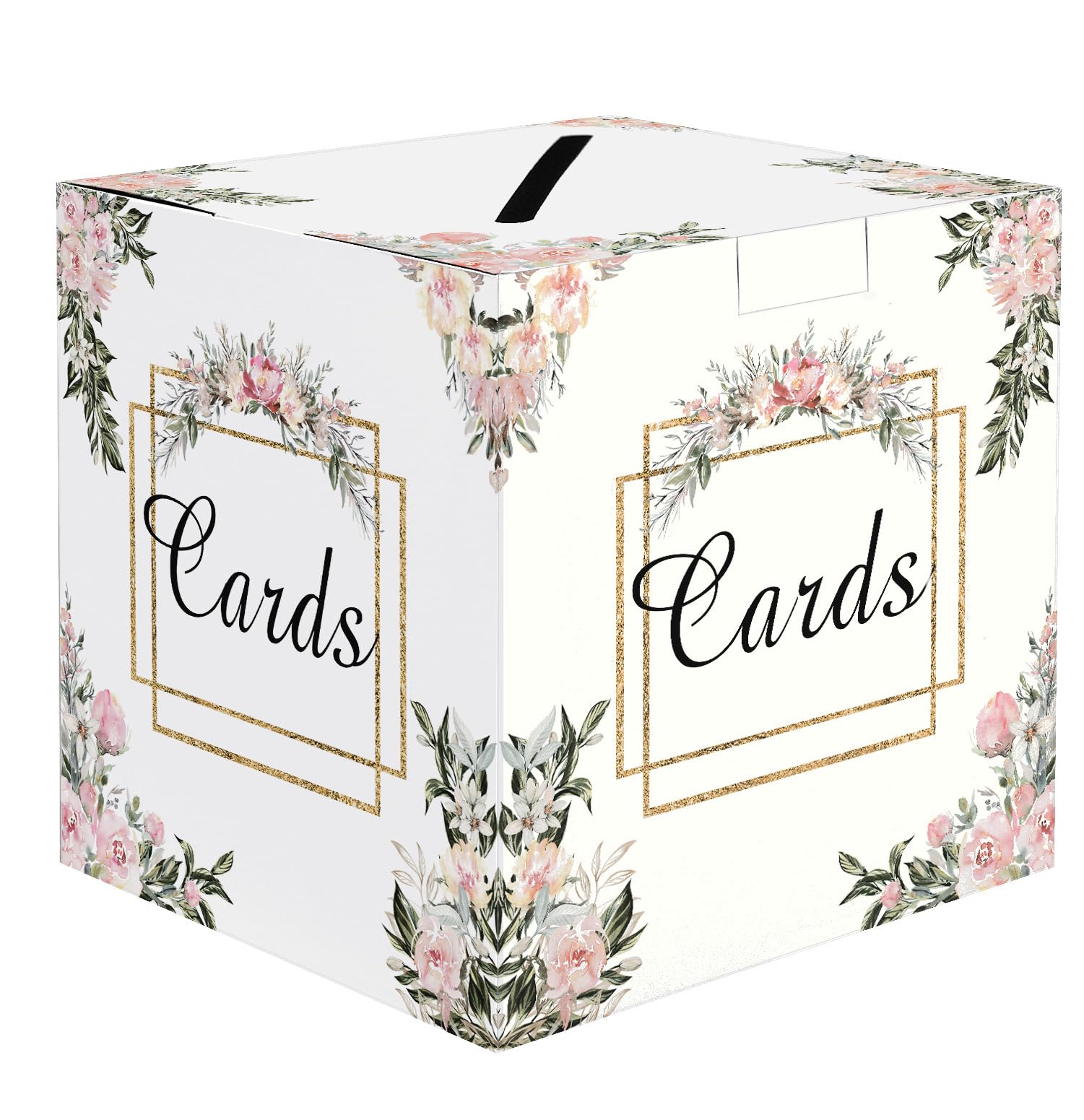 SietDESEO Pink Floral Card Box with Slot Money Gift Card Box Holder for Party Wedding Reception Birthday Bridal Shower Baby Shower Diaper Raffle Box