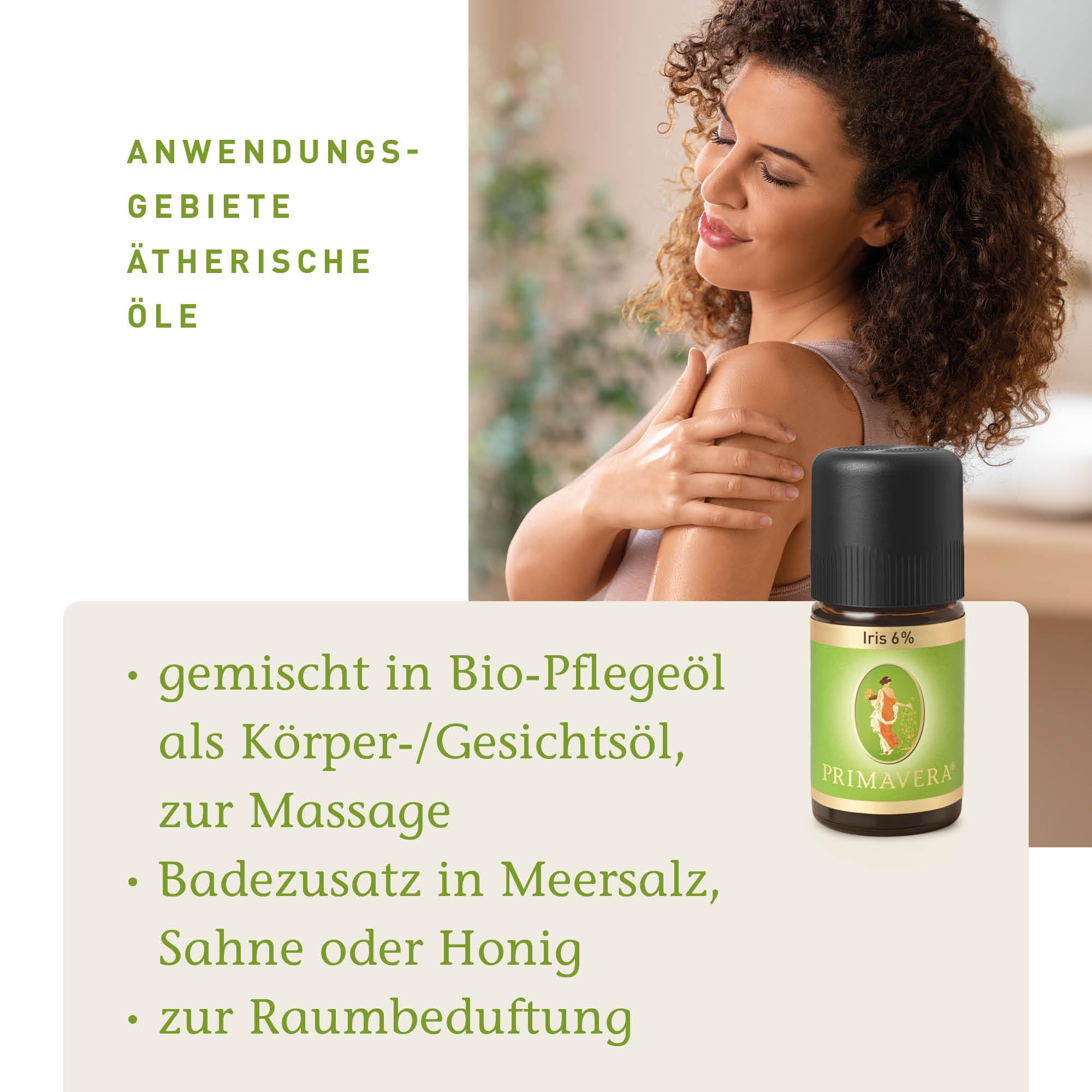 PRIMAVERA Ätherisches Öl Iris 6% 5 ml - Naturreines Duftöl für Aromatherapie - Blumig, Veilchenartig, Tröstend - Vegan