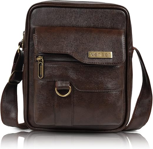 Veneer Synthetic Vegan Leather Classic Shoulder Office College Daytrip Crossbody Water Repellent Sling Bag for Men