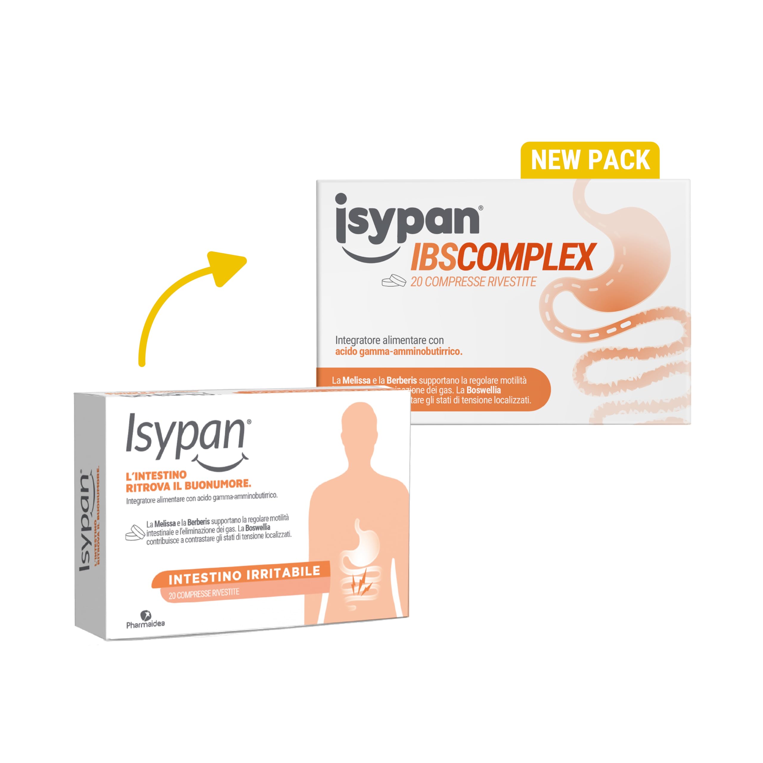 Isypan IBS Complex 20 Compresse – Integratore per Intestino Irritabile, Con Boswellia, Melissa e GABA, Supporto Digestione, Gonfiore e Benessere Intestinale
