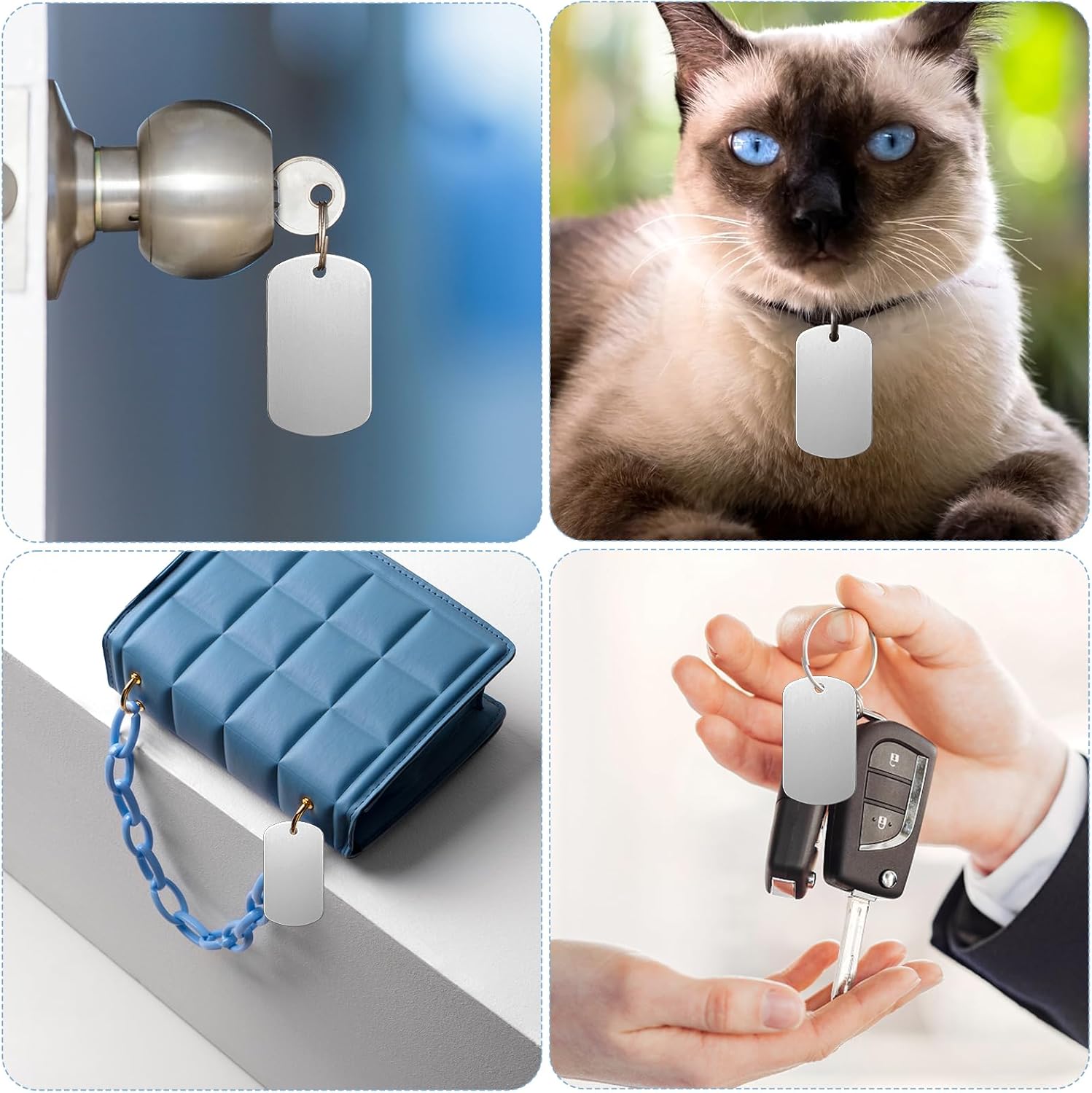 Xthrotsenk 25 Pcs Aluminum Stamping Blanks Tags, Rectangle, Silver, 1.96 x 1.18 inches, Polished, No Pattern - Image 6