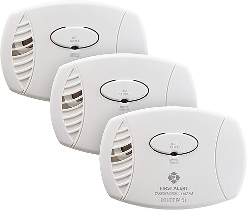 FIRST ALERT CO400-3 - Detector de monóxido de carbono, funciona con pilas, blanco, paquete de 3 -CO400-3