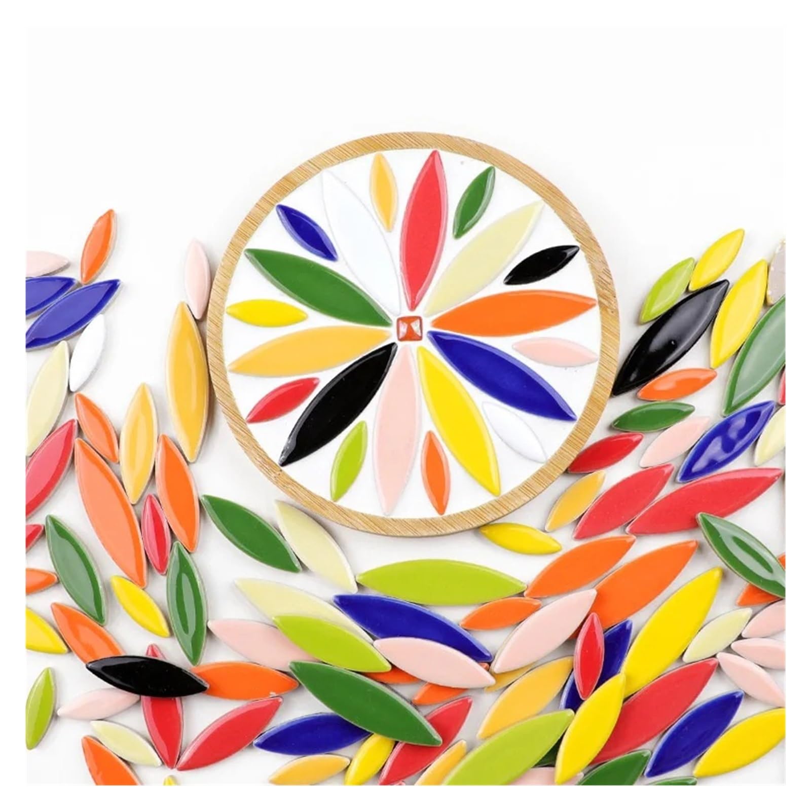 Azulejos de mosaico para manualidades, 400 g, 134 unidades, 4 mm, 3 tamaños diferentes de hojas de sauce y pétalos, materiales hechos a mano (nude)