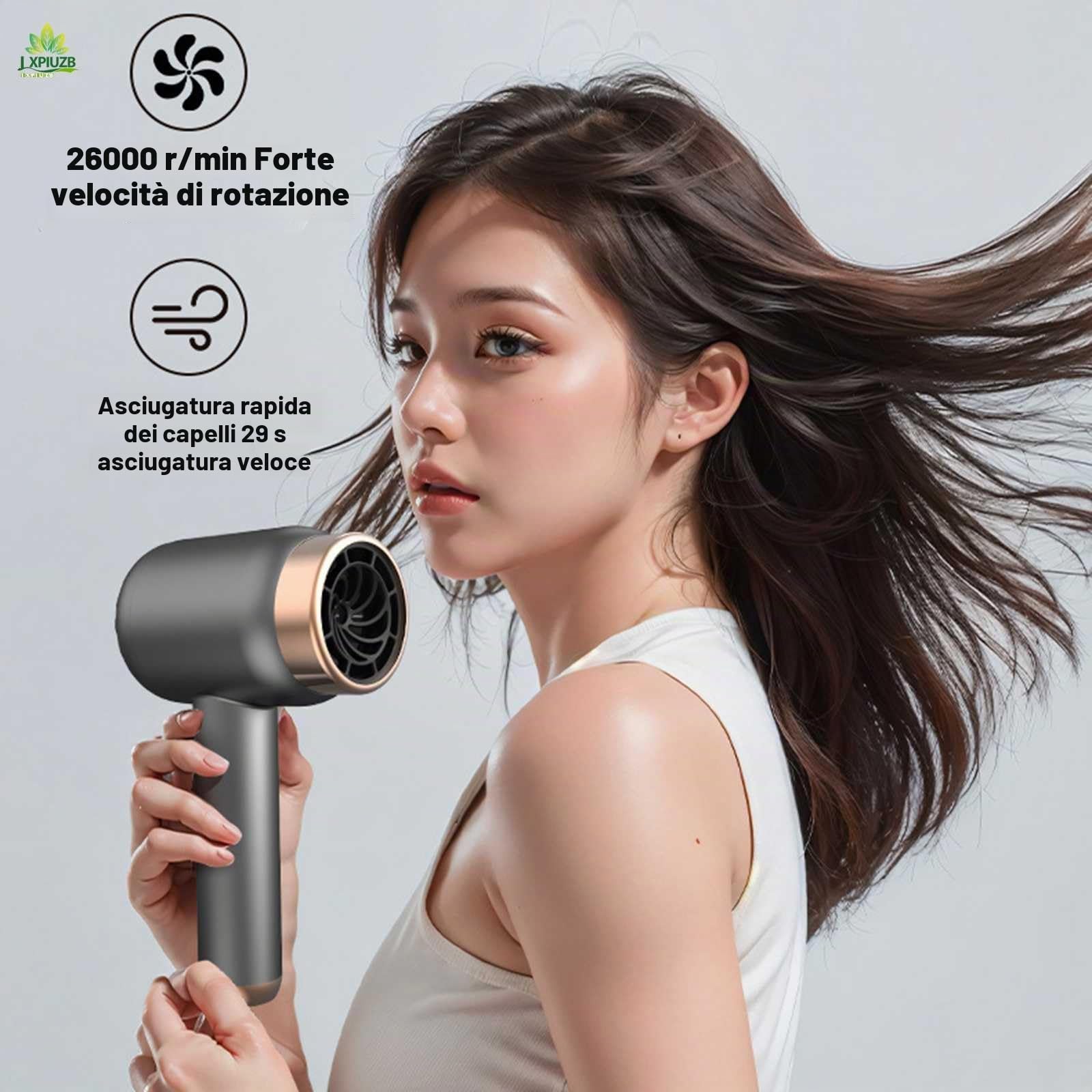 Asciugacapelli Senza Fili, Aria Calda E Fredda A 3 velocità Ricaricabile Phon da Viaggio, Cura dei Capelli A Temperatura Costante 1000w Ioni Negativi Asciugacapelli Professionali