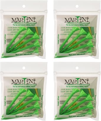 Martini Golf Tees 3 1/4 "4 Pack of Green - 20 Tees Total - غير قابل للكسر تقريبًا