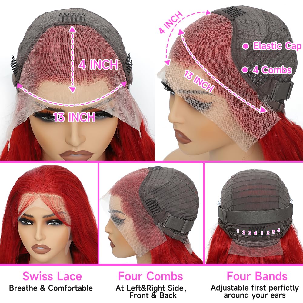 ❤️MAVI RED BODY-WAVE  22” LACE FRONT Wig *NWT❤️ Amazon.com : Lotulo 22 Inch Red Wig Human Hair 13x4 Body  main image 2