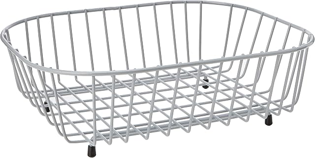 Delfinware Oval Sink Basket, Metal, Grey, 38 x 33 x 12.5 cm
