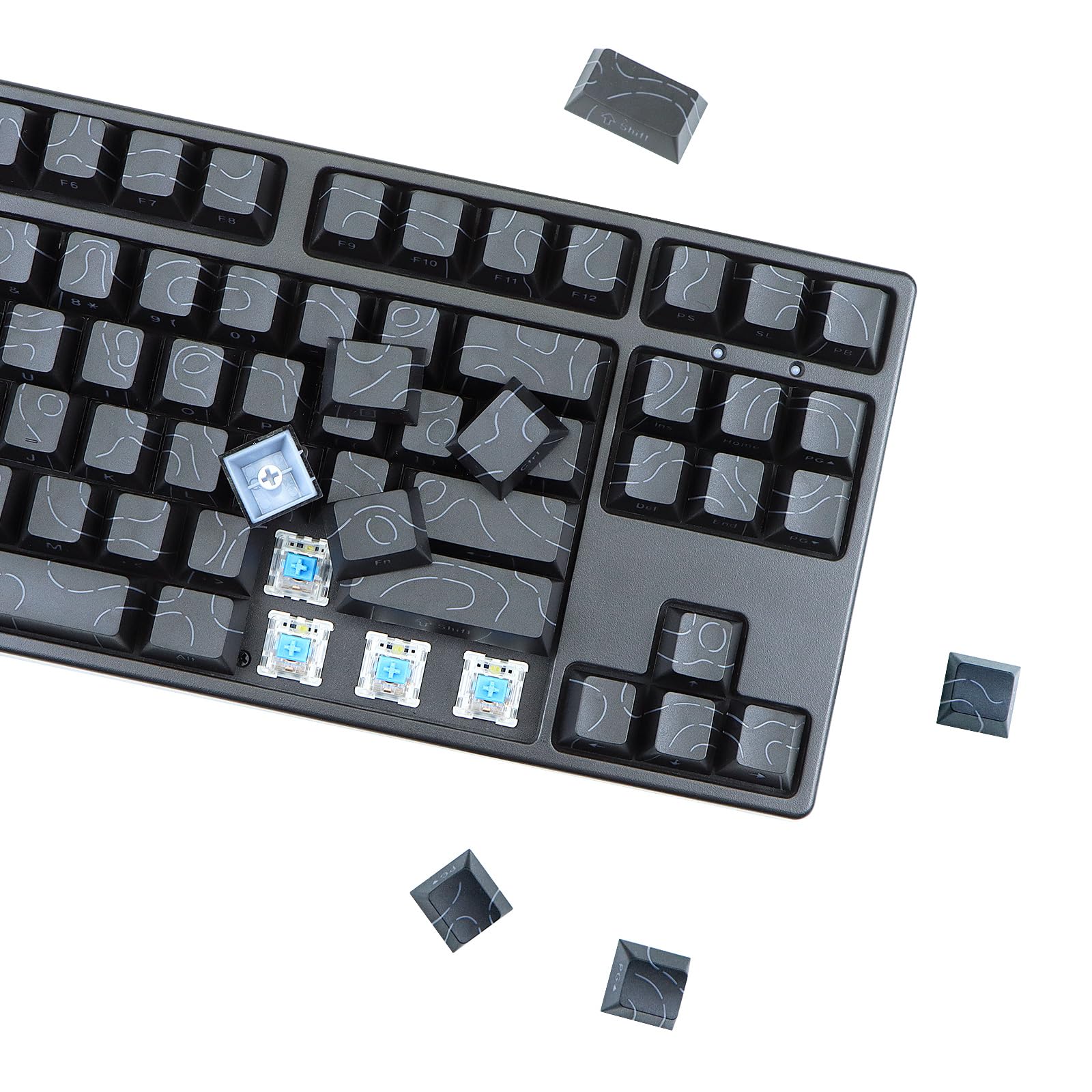 Contour Line Themed PBT Keycaps MOLGRIA Contour Line Keycaps, 98 Set ...
