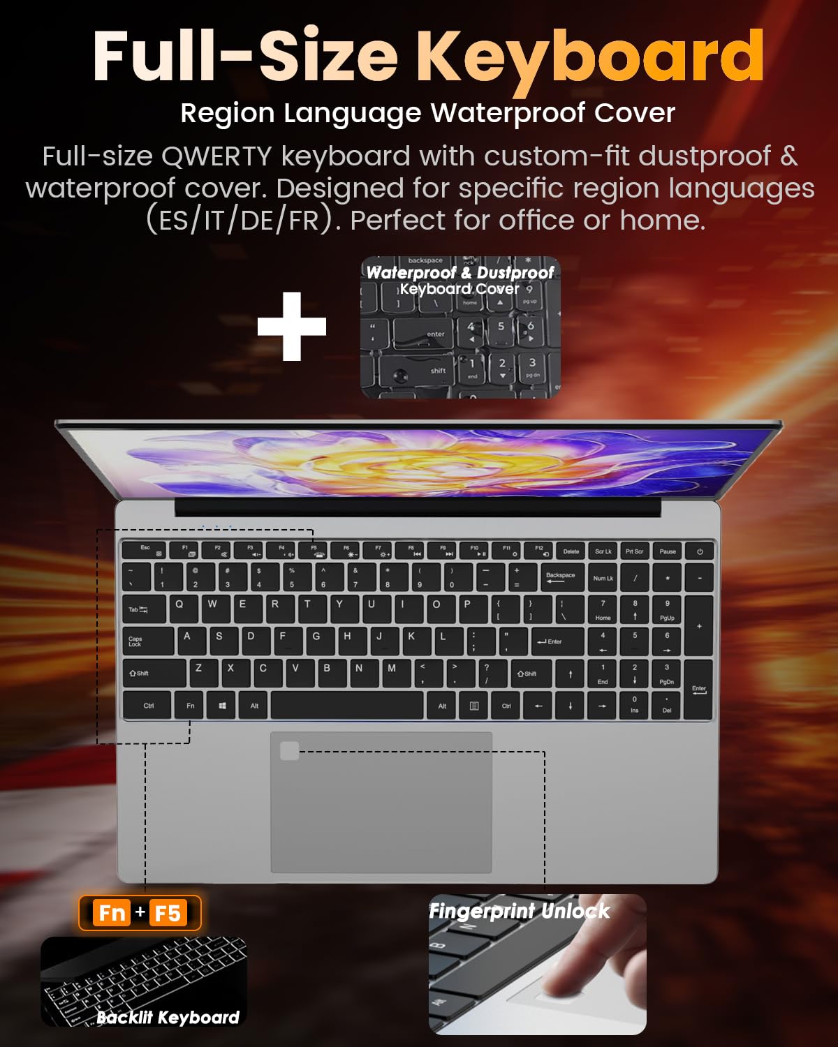 15.6 Pulgadas Ordenador Portatil, Win 11 Pro PC Portátil Celeron N5095 CPU, Portátil con 8GB DDR4 512GB SSD, 1920*1080 IPS FHD Pantalla Laptop, WiFi 6, BT5.0, Teclado Completo retroiluminado