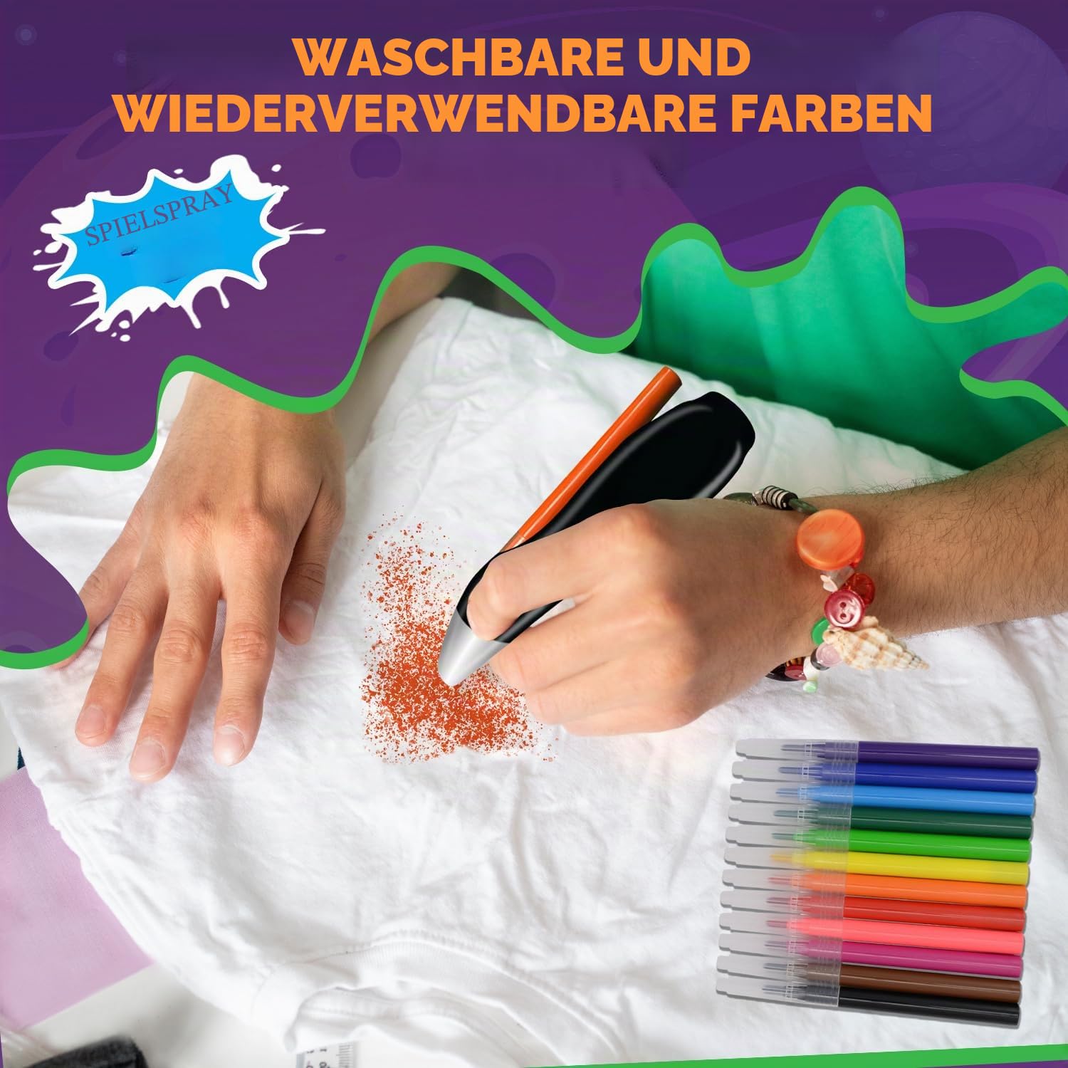 Elektrischer Airbrush-Stift, kabelloses wiederaufladbares elektrisches Airbrush-Sprühgerät, Aquarell-Sprühstift, Airbrush-Marker-Set 12 Farben, auswaschbare Aquarellfarben