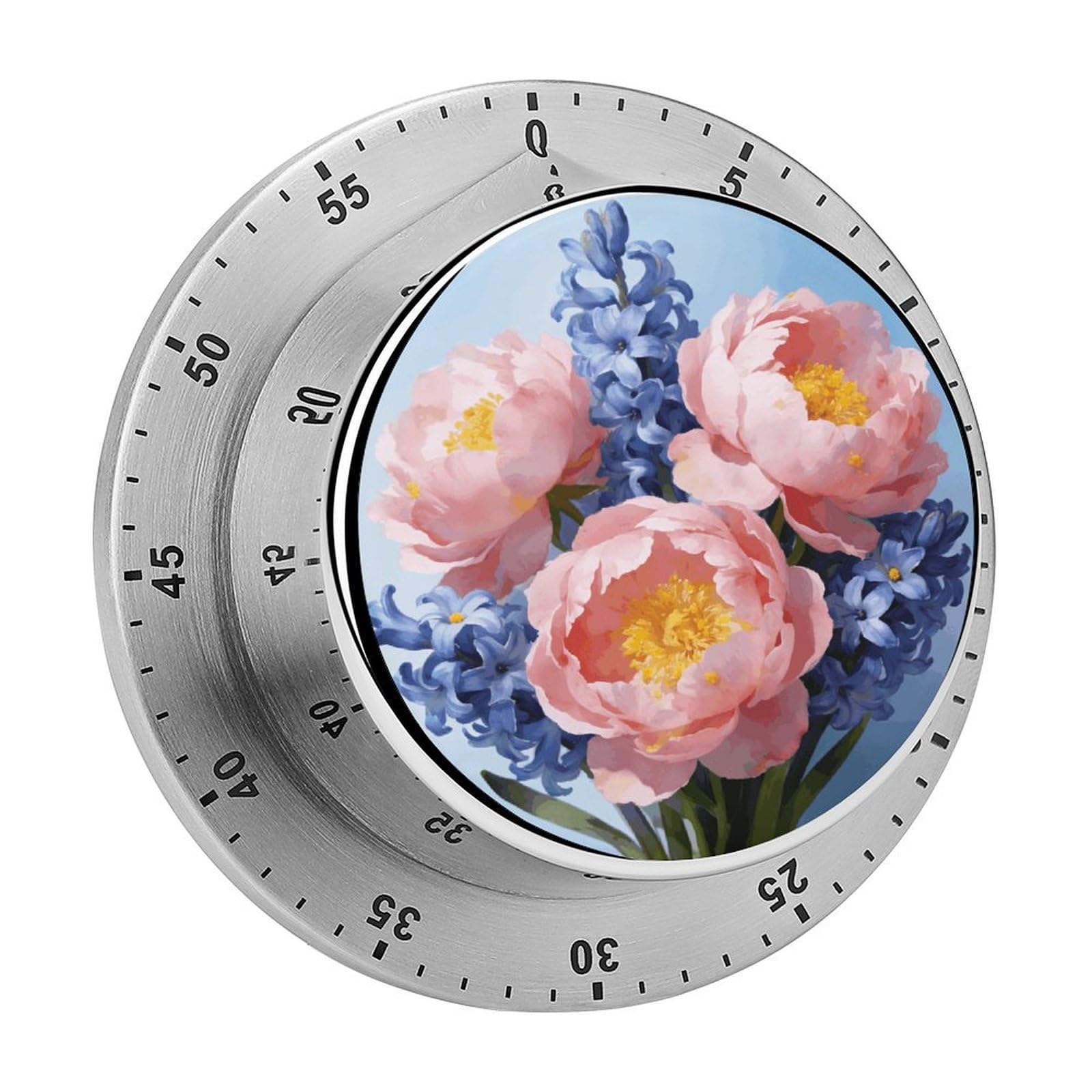 Powder Mist and Wind Signal Timer Exquisite Stainless Steel Body Desk Visual Timer with Loud Alarm 60-Minute Mechanical Countdown Timers Magnetic Backing Cooking Kitchen Timers for Work