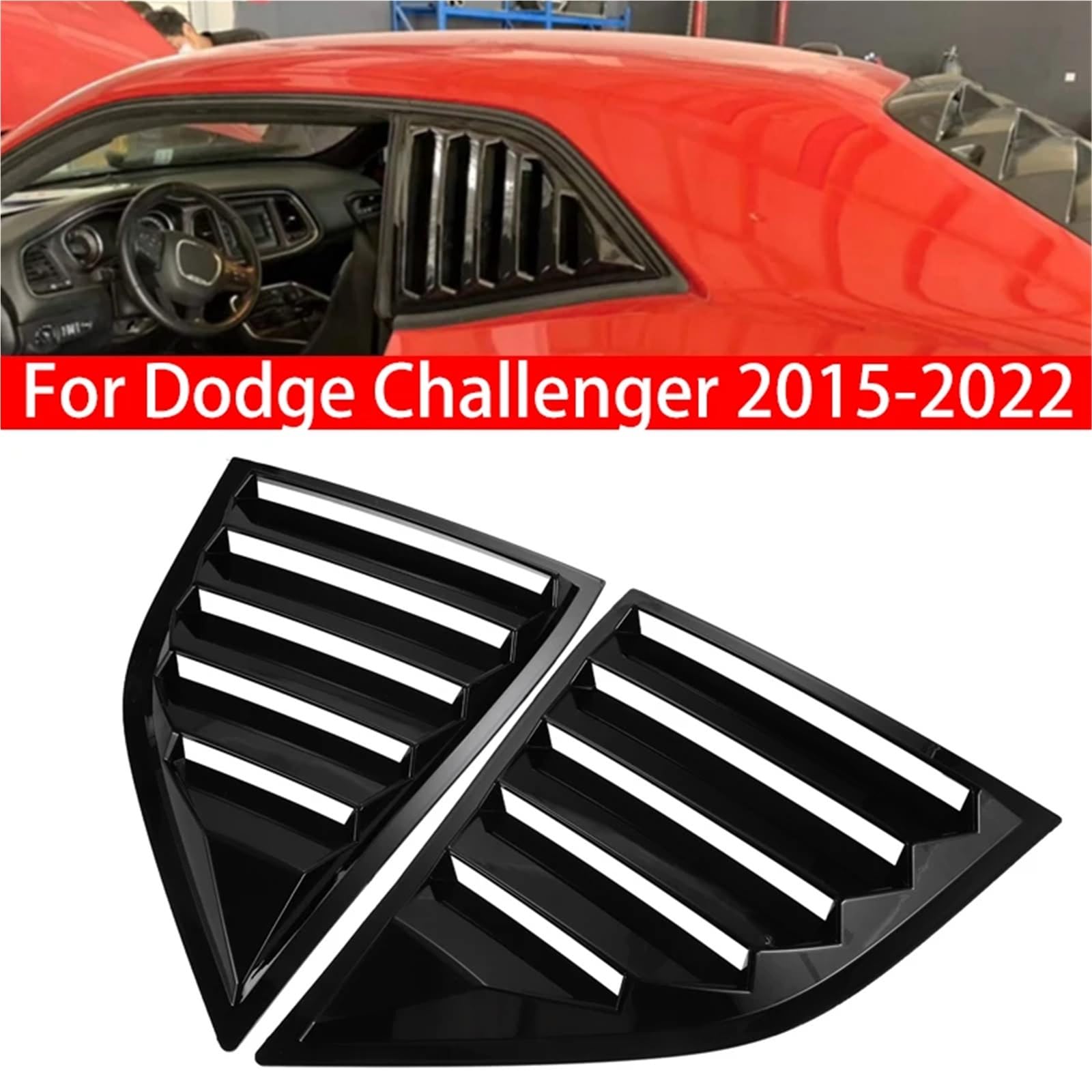 Pasuje do Dodge Challenger 2015-2022, naklejka na tylną żaluzję, osłonę bocznej szyby, wlot powietrza, ABS, włókno węglowe, styl czarny(Carbon)