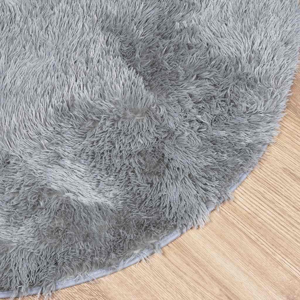 Tappeto Shaggy a Pelo Lungo NAVARRA Grigio Argento 160x160cm,Tappeto Shaggy,Antiscivolo Morbido,Tappeto Shaggy Camera da Letto-4102916