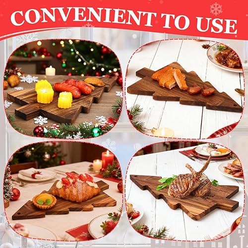Miniatura 5 de iplusmile Tabla de charcutería de árbol de Navidad, tabla de cortar de cocina, plato de queso de Navidad, bandeja de servir sushi, bandeja de