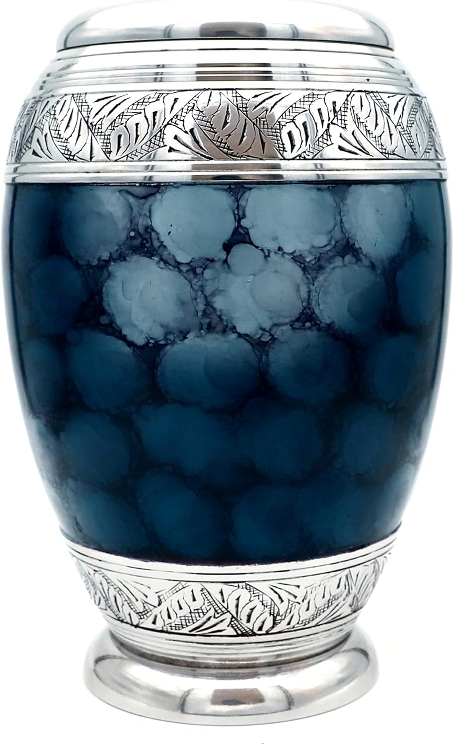 HLC URNS Lovely Urn for Human Ashes - Elegant Large Adult Funeral Urn Handcrafted - Affordable Urn for Ashes (Adult (200 lbs) – 10.5 x 6 “, Beautiful Grey & Silver Engraved Funeral Urn Cremation Urn)