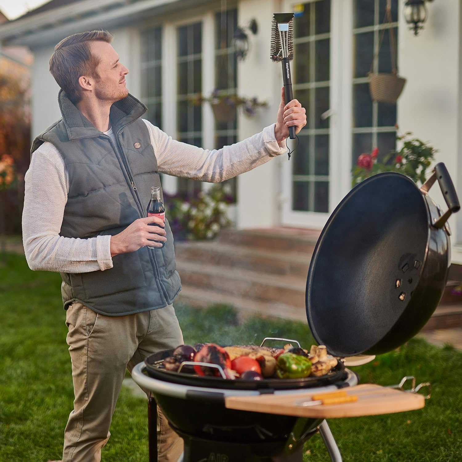 43 cm Cepillo y Rascador para Parrilla - Cepillo de Limpieza de Acero Inoxidable para Parrillas de Gas, Carbón, Eléctricas y Rejillas de Parrilla, Accesorios para Parrillas Weber