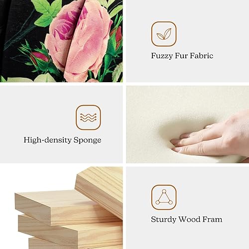 Miniatura 5 de HULALA HOME Silla decorativa con patas de metal dorado, cómoda silla de sala de estar, silla lateral pequeña sin brazos de tela floral, silla