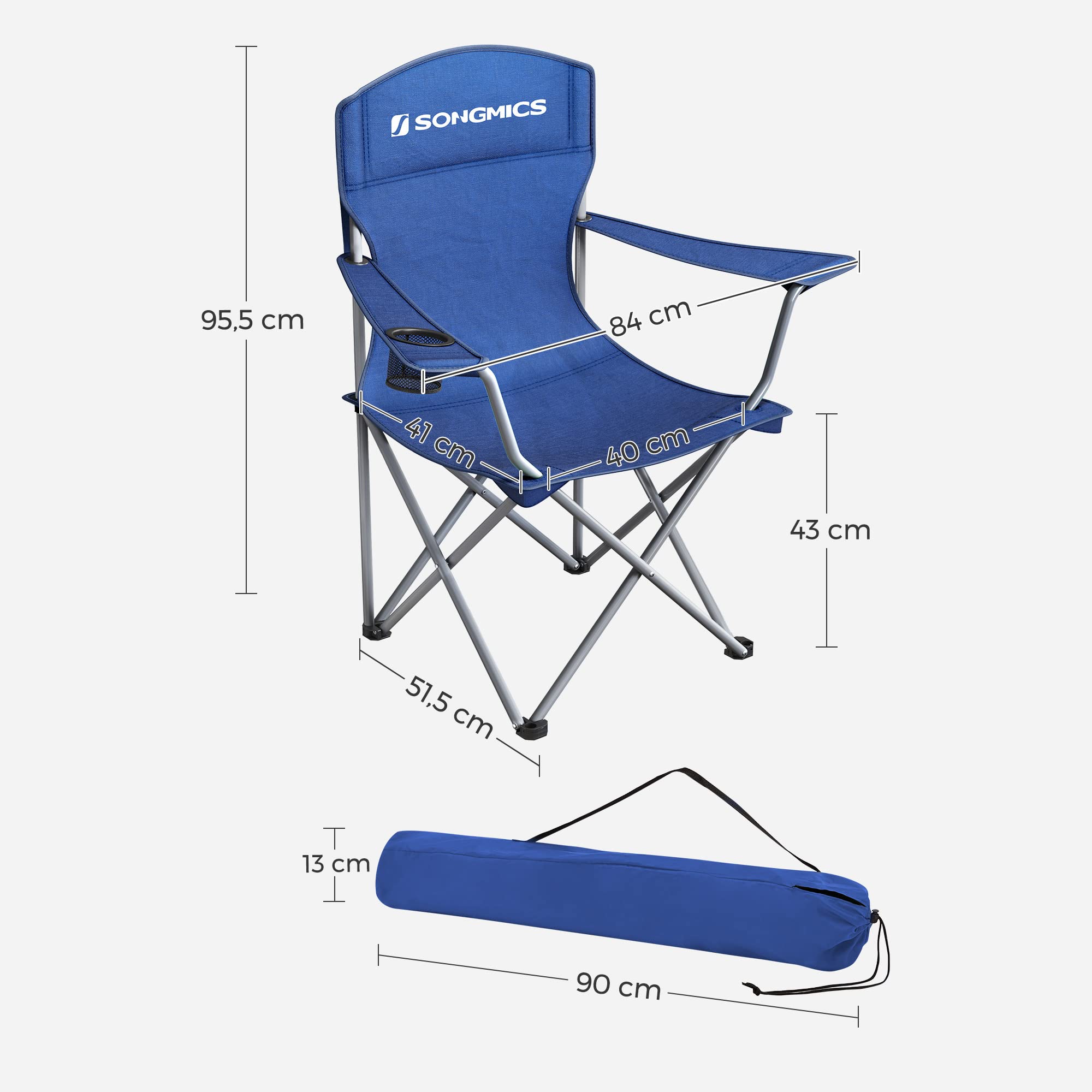 HIGH POINT SPORTS Campingstoel, opvouwbare visstoel, inklapbaar, 160 kg belastbaar, klapstoel met armleuning, bekerhouder, stalen frame, draagbaar, campingstoel, zwart-grijs HIGH POINT SPORTS Campingstoel, opvouwbare visstoel, inklapbaar, 160 kg belastbaar, klapstoel met armleuning, bekerhouder, stalen frame, draagbaar, campingstoel, zwart-grijs