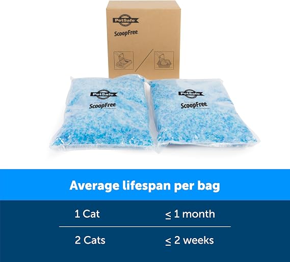 PetSafe ScoopFree Premium Non-Clumping Crystal Cat Litter - Odour Control, Low-Tracking, Dust-Free - Premium Blue, 2-Pack