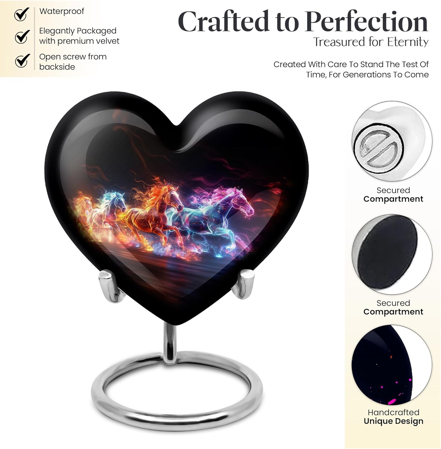 Horse Urn - Small Urn Heart - Urn for Human Ashes - Ash Urns for Humans - Cremation Urns for Adult Ashes Women - (Size - 3 inch Pack of 2), JAGS-HEART-URN-2106-KP-2
