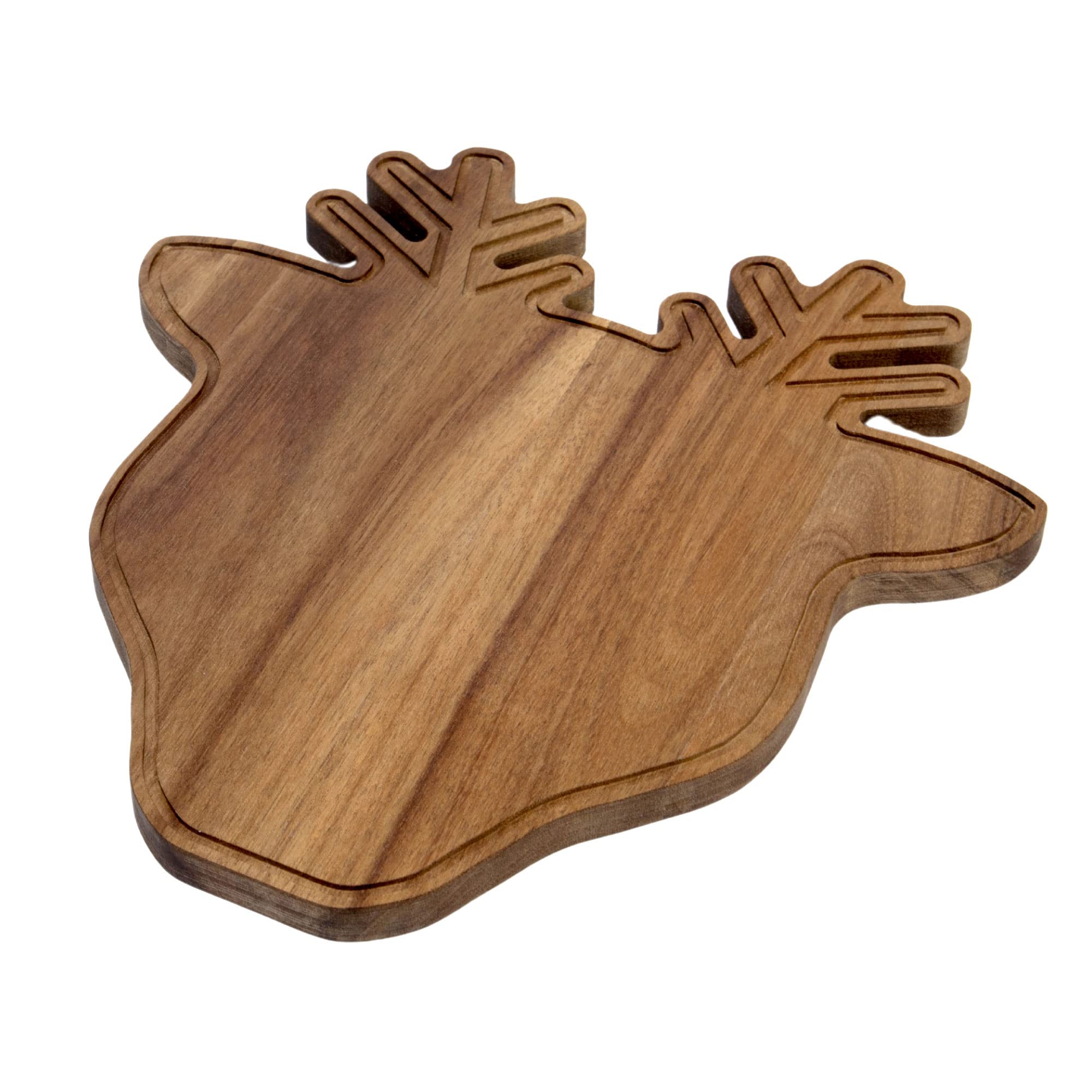 bar@drinkstuff Acacia Wood Stag Serving Board 32 x 31cm, Single, Reindeer, 32*31 centimeters