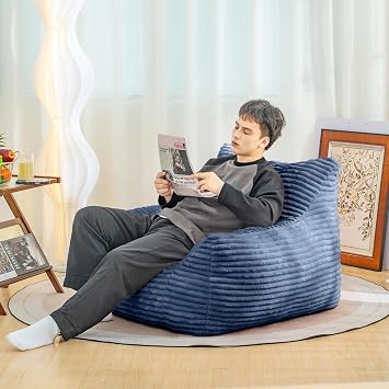 Large Bean Bag Chair for Adults, 41.8" Giant Beanbag Chairs, Modern Soft Lazy Sofa Chair with Memory Foam Filled, Floor Lounge Chair for Living Room, Bedroom, Apartment Dark Blue