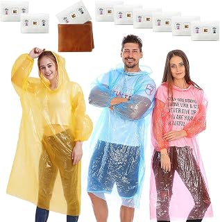 DealFry Unisex Pocket Raincard, Reusable Rain Poncho With Drawstring Hood Pocket Rain Coat, Free Size (Pack-08)