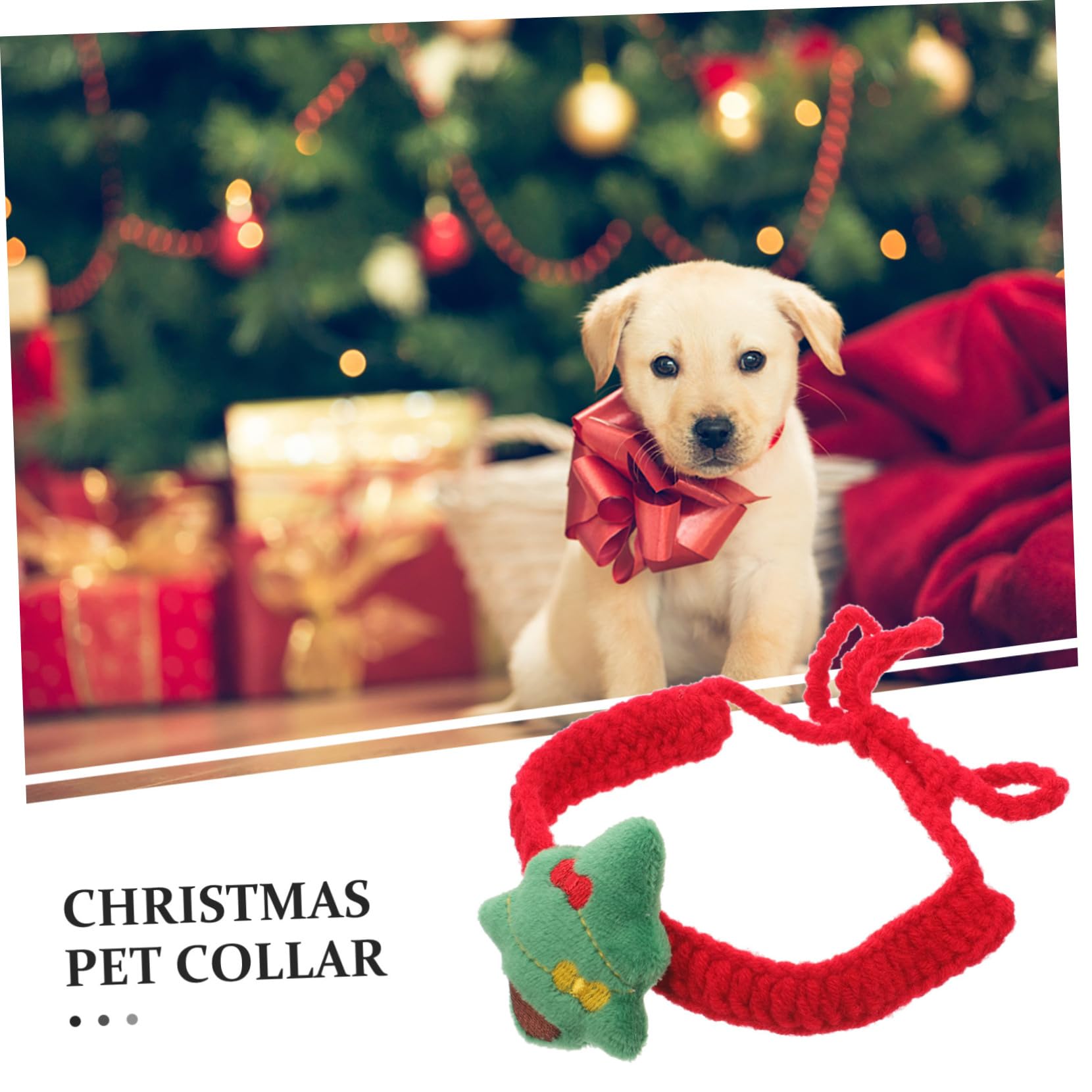 ABOOFAN Collier de Noël Tricoté Ajustable pour Chat et Chiot Collier pour Animaux de Compagnie avec Noeud